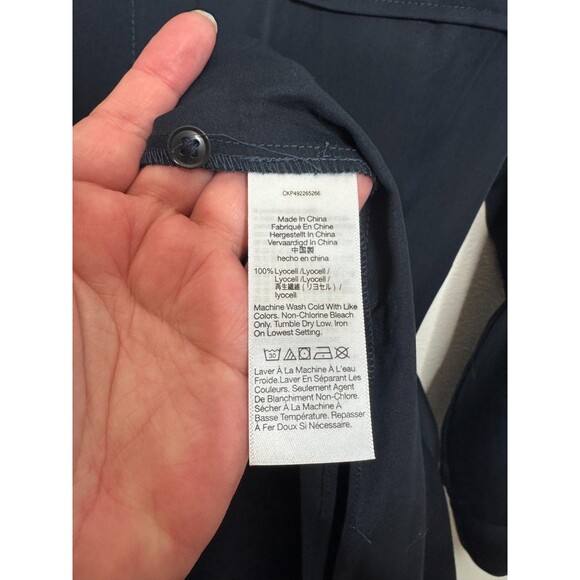 Madewell Large Utility Tie Waist Maxi Button Front Shirt Dress Navy Blue NWT - Picture 11 of 15